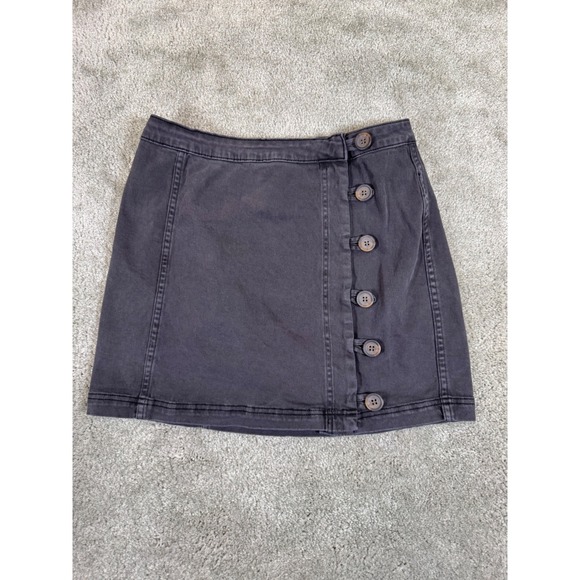 Altar'd State Dresses & Skirts - Altar'd State Womens Faded Black Side Button Mini Skirt Size L Cotton Blend